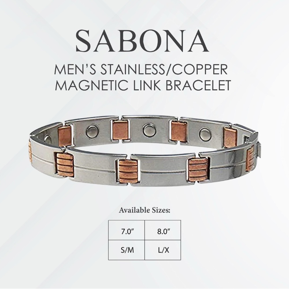 SABONA Men's Stainless Steel and Copper Magnetic Bracelet